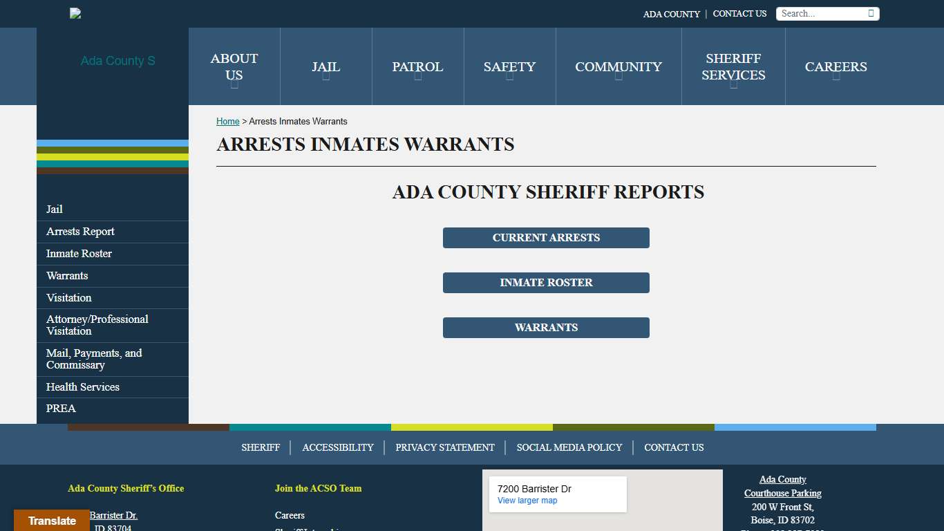 Arrests Inmates Warrants - Ada County Arrests Inmates Warrants